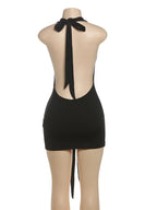 Weird Puss Tight Bandage Dress Women Backless Deep V-Neck Sexy Halter Summer Midnight Hottie Sexy Clubwear Trend Hipster Bodycon