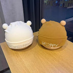 Cute Newborn Fetal Hat Soft Cotton Infant Boy Girls Cartoon Letter Bear Cap Solid Color Spring Autumn Warm Beanie
