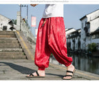 FGKKS 2023 Outdoor Brand Pants For Men Lce Silk Dragon Dark Flower Loose Bloomers High Quality Wide Leg Casual Trousers Male