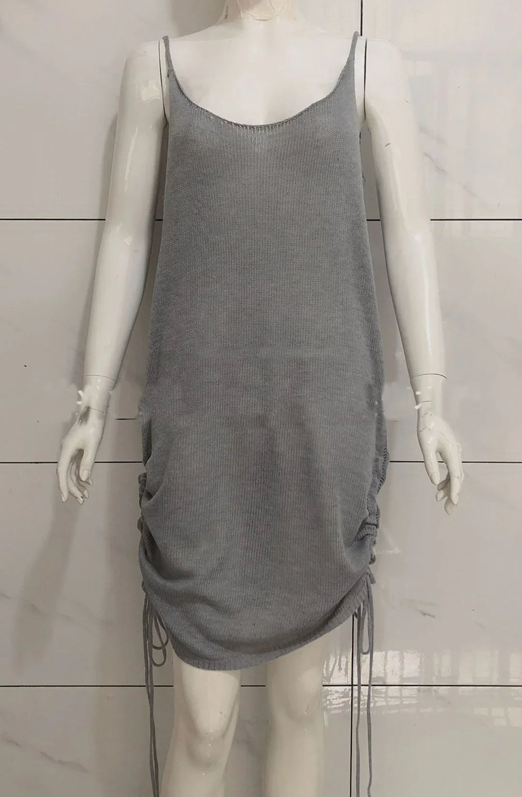 Women Spaghetti Strap Knitted Dress Fashion Solid Summer Sleeveless Sexy Mini dresses for lady Bodycon sweater mini dresses