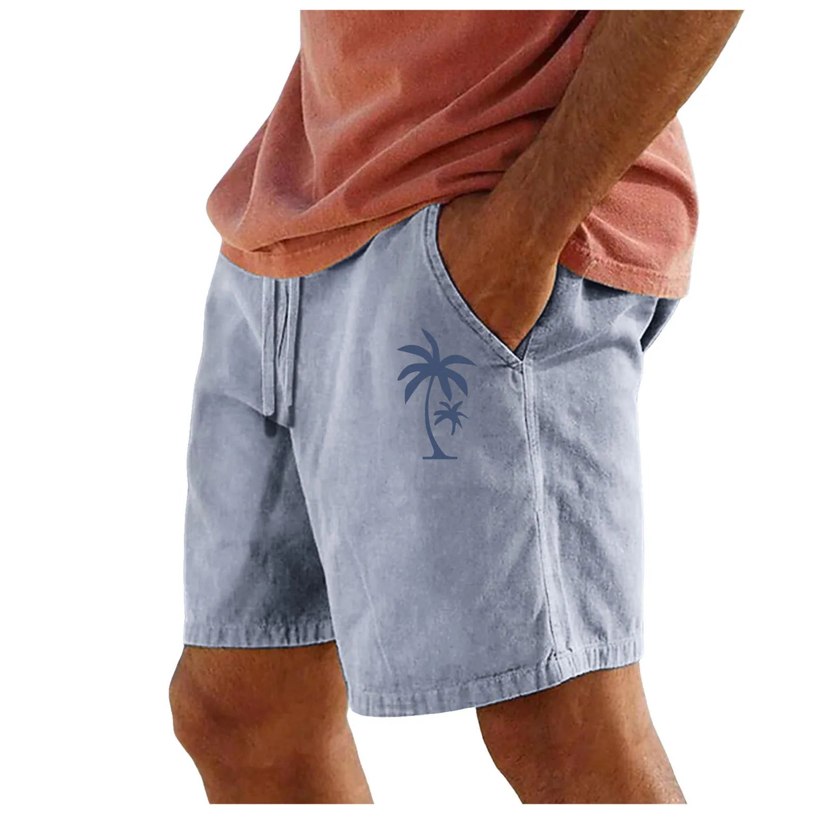 Men Cotton Shorts Resort 3D Printed Shorts Elastic Waist Drawstring Style Holiday Beach Women's Lightweight Hiking Cargo Pants