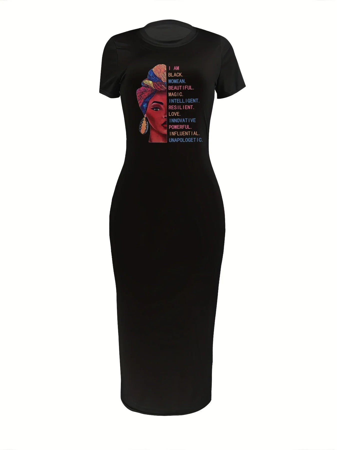 Summer women's casual fashion pattern print sexy slim fit round neck short sleeved dress street wear party clothing