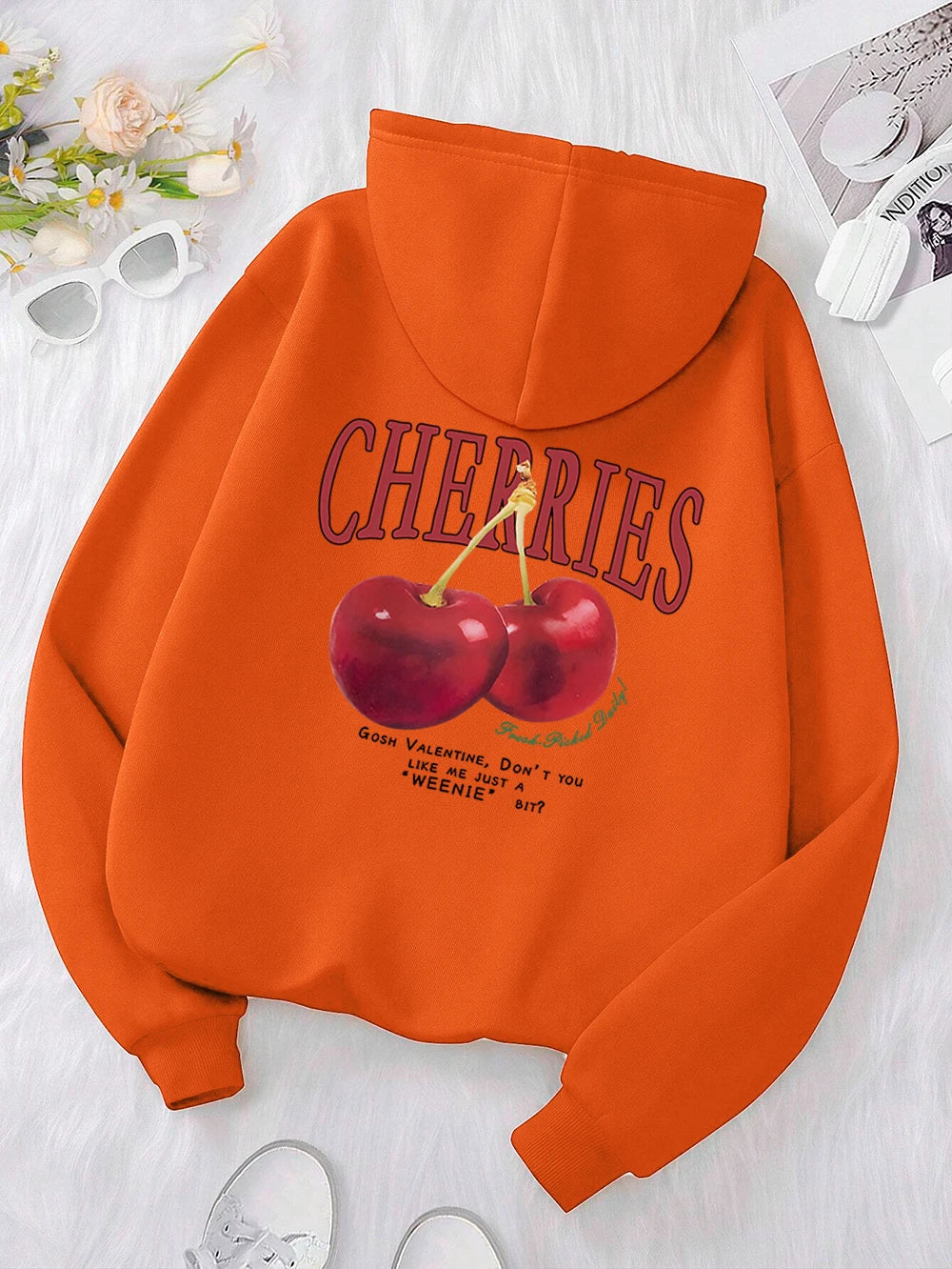Cherries Cosh Valentine Funny Print Hoody Men Women Hip Hop Pullover Hoodie Loose Warm Sweatshirt Fashion Fleece Clothing Couple