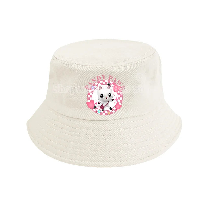 Gabby Dollhouse Bucket Hat Cotton Children Pot Flat Shade Sun Protection Spring Autumn Hats Cartoon Parent-Child Headdress Gift