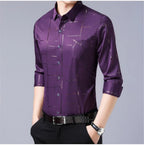 Men's Casual and Fashionable Long Sleeved Printed Shirt, Non Ironing and Wrinkle Resistant Business Top