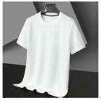 Men's New Summer Waffle round Neck Short Sleeve T-Shirt Comfortable Breathable Short-Sleeved Top for Casual Wear