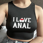 I LOVE ANAL Letters Print Summer Fashion Women Sexy Slim Tops O-neck Sleeveless Double Nylon Ladies Good Quality Tank Top
