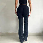 Fast-drying High-waisted Yoga Bell-bottoms Tight-fitting Long-legged Stretch Leggings Hip-lift Running Slimming Athletic Pants