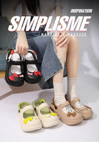 Women Mary Jane Sandals Platform Cute Bow Knot Girl Clogs Arch Support Garden Shoes Slip-on Outdoor Beach Shoes Height Increase
