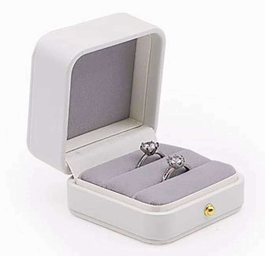 Vintage Double Slots Ring Jewelry Box For Wedding Proposal Engagement Ring Box Gift Organizer Storage PU Leather Packaging Case
