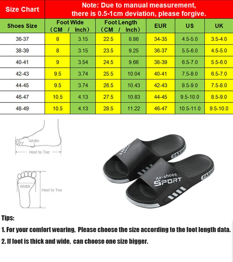 Fashion Men's Slippers PVC Soft Sole Non-slip Slides Casual Outdoor Beach Flip Flops Home Bathroom Couples Slippers New Sandal