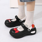 Women Mary Jane Sandals Platform Cute Bow Knot Girl Clogs Arch Support Garden Shoes Slip-on Outdoor Beach Shoes Height Increase