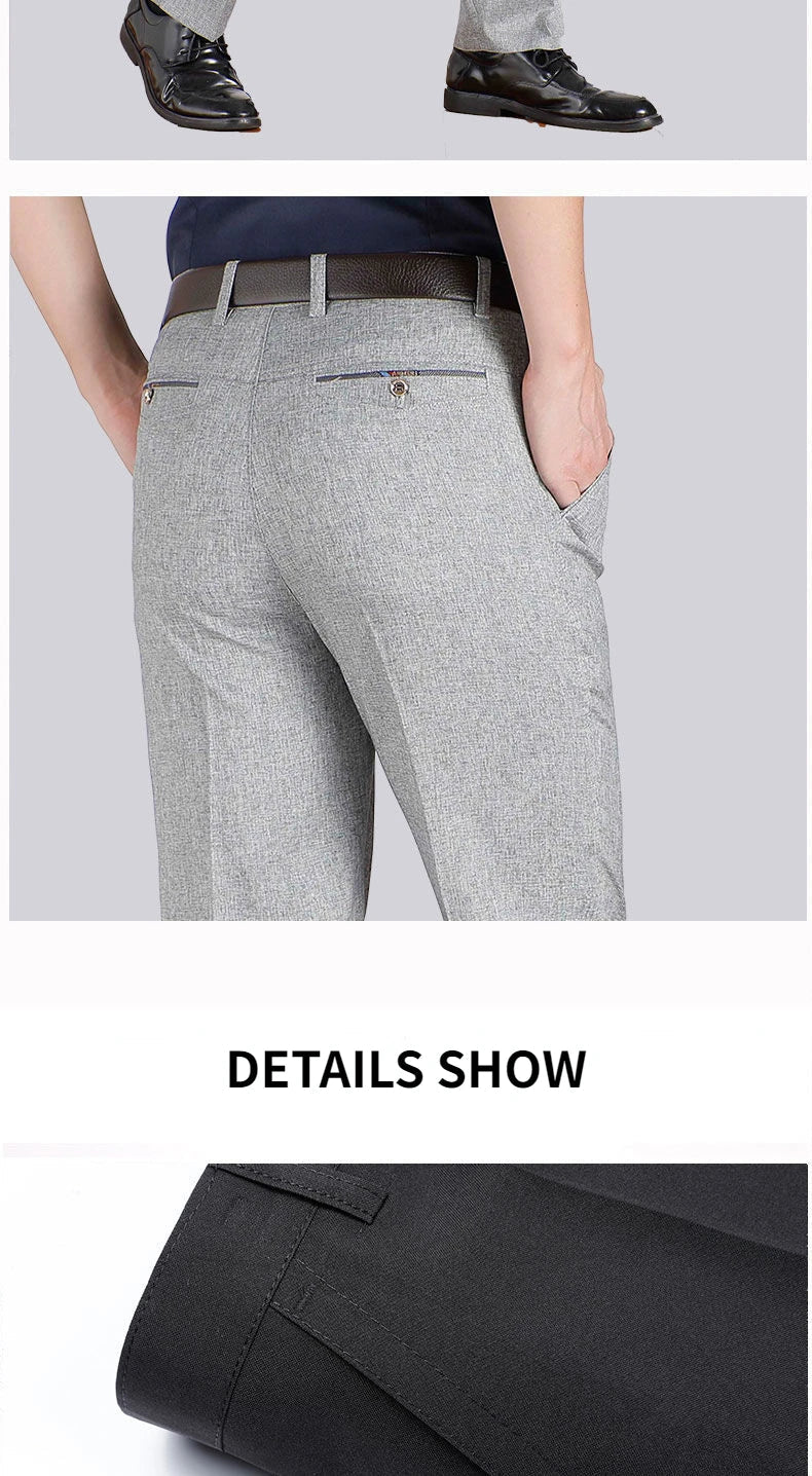Formal Pants Men's Summer Thin Autumn Thick Black Blue Grey Stretch Bussiness Loose Suit Big Plus Size Office Trousers YYQWSJ