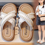 Girl's Fashionable Slippers 2024 Summer New Non-slip Children's Girls Fashion Beach Shoes Pinch Sandals Female Flowers Slippers
