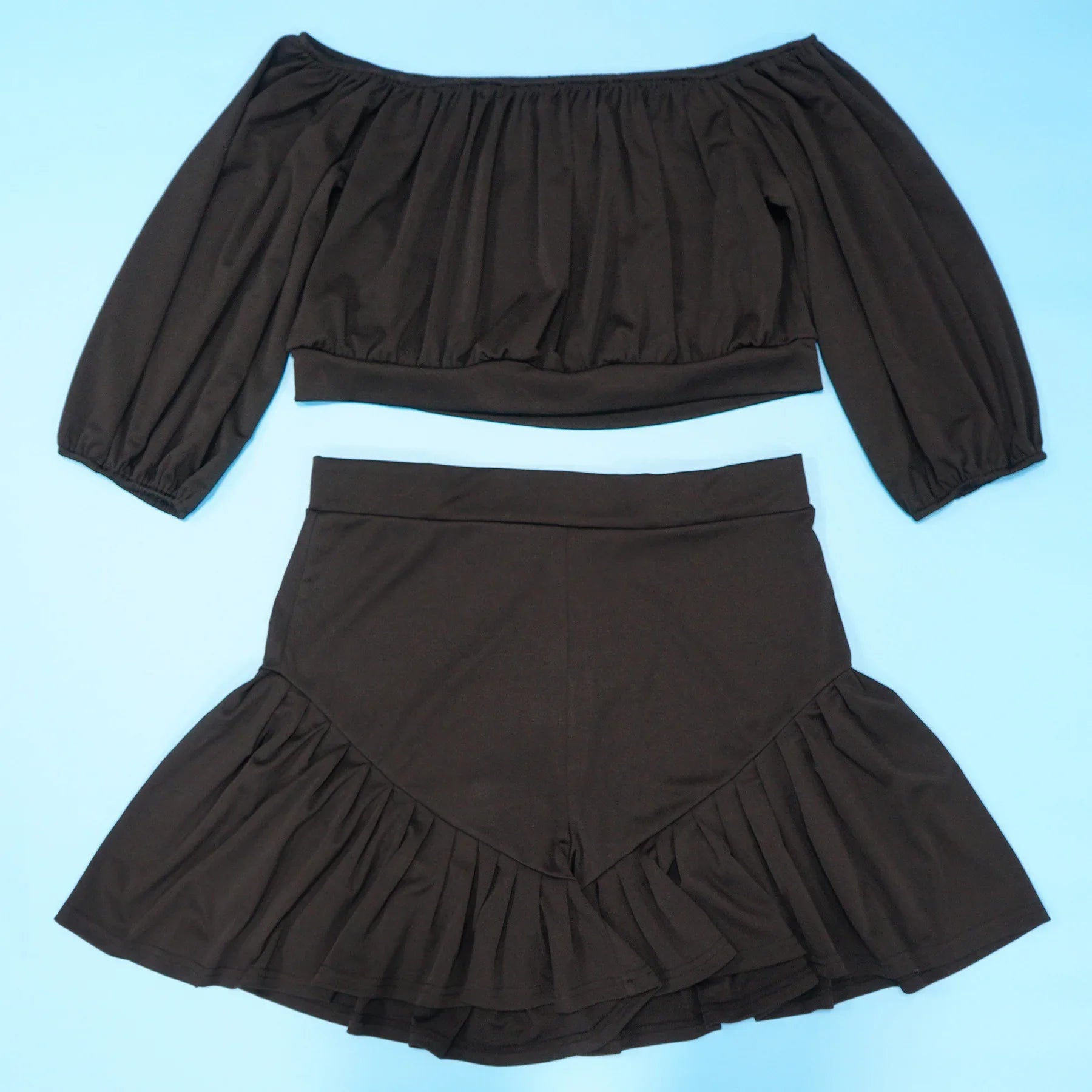 CM.YAYA Plus Size Women's Set Long Sleeve Slash Neck T-Shirt and Shorts 2025 Summer Ruched Two 2 Piece Set Outfits Tracksuit