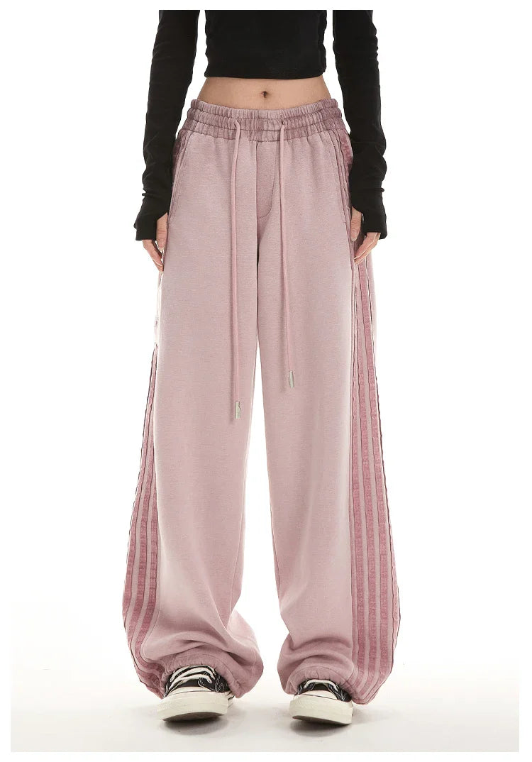 Women's Stripe Autumn/Winter Baggy Pants Vintage Sweatpants Harajuku Aesthetic Y2k Parachute Pants High Waist Trousers Clothes