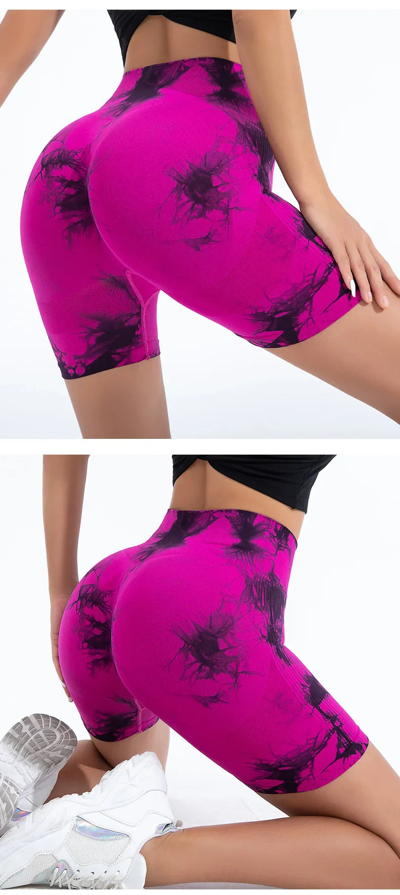 Summer Women High Waist Butt Lift Shorts Legging Seamless Leggings Fashion Tie Dye Shorts Gym Workout Running Pants