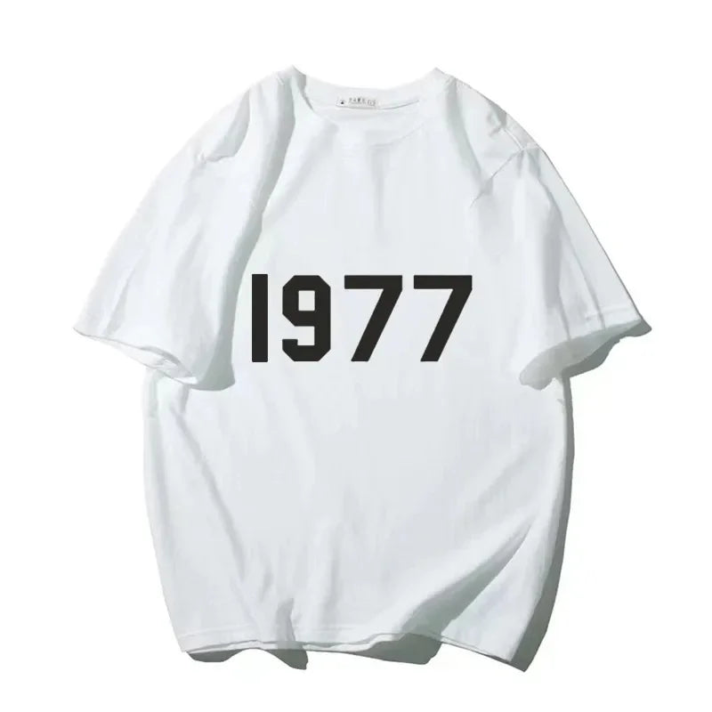Korean 1977 Men Women Cotton Tshirt Fashion Luxury Brand Big Size Casual Print Short Sleeve Summer Tops Crewneck Tee Graphic Tee
