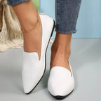 Women's Shoes PU Leather Loafers Ballet Flats Pointed Toe Barefoot Slip-on Casual Low Heel Fashion Stone Pattern Woman Flat Shoe