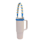 Water Bottle Handle Strap Handmade Flower 16-40oz Tumbler Silicone Safety Ring Cotton Rope Flower Durable Water Bottle Strap