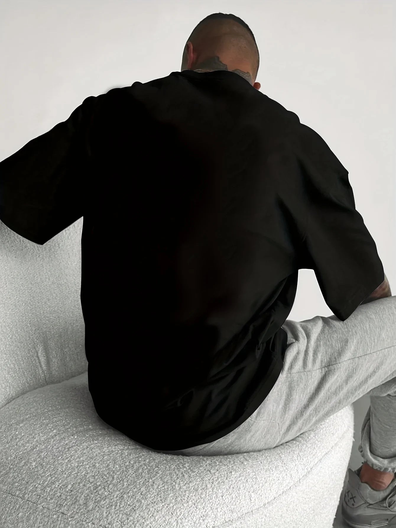 Summer men's 100% pure cotton casual sports loose and fashionable cartoon bear pattern printed round neck short sleeved T-shirt