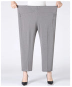 Summer Thin Breathable Elastic Pants 8XL Women's Solid Color High Waisted Loose Casual Pants Middle-aged Elastic straight leg