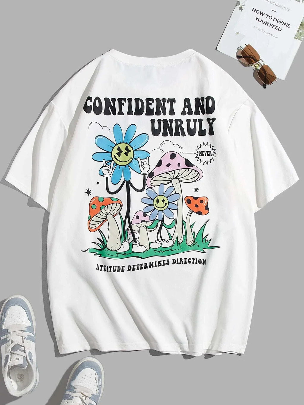 Confident And Unruly Attitude Determines Direction Men T Shirt Cotton Shirt Street Loose T-Shirts Summer Breathable Short Sleeve