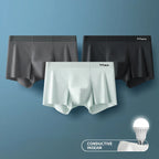MIIOW 3Pcs Ice Silk Man Underwear Boxer Metal Fiber Antistatic Men Underpants Seamless Cut Hem Men's Panties Boxers Shorts Trunk