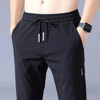 Ice Silk Men's Pants 2023 Summer New Black Gray Thin Business Casual Pants Outdoor Elastic Breathable Straight Leg Sweatpants
