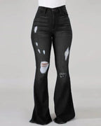 High-Waisted Jeans High Elasticity Splitter Fashion European American Net Red Direct Factory Sales Cross-Border Trade Goods