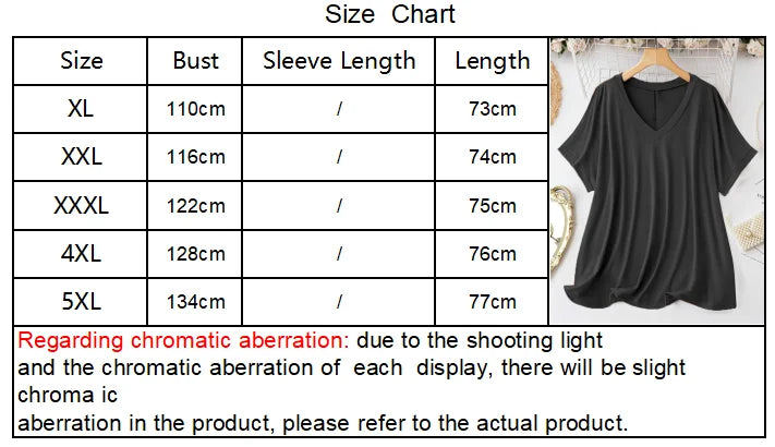 New Plus Size European and American Women's Casual V-neck Solid Color T-shirt