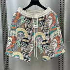 Summer floral shorts men's trendy casual five quarter pants 2025 new loose trendy sports beach pants