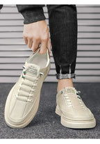 Upgrade your style with Men's Vulcanize Shoes 2025 /White Leather Casual Shoes/