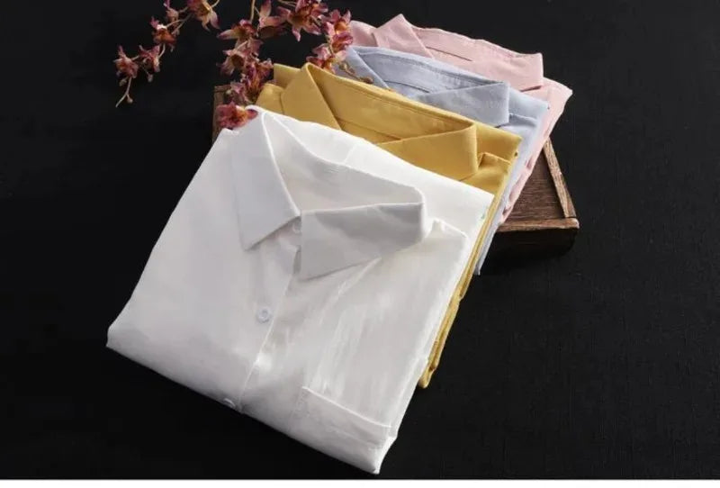 White Shirt Women 2024 Spring Summer Korean Fashion Simple Solid Color Long Shirts Lady Loose Breathable Midi Shirt and Blouse