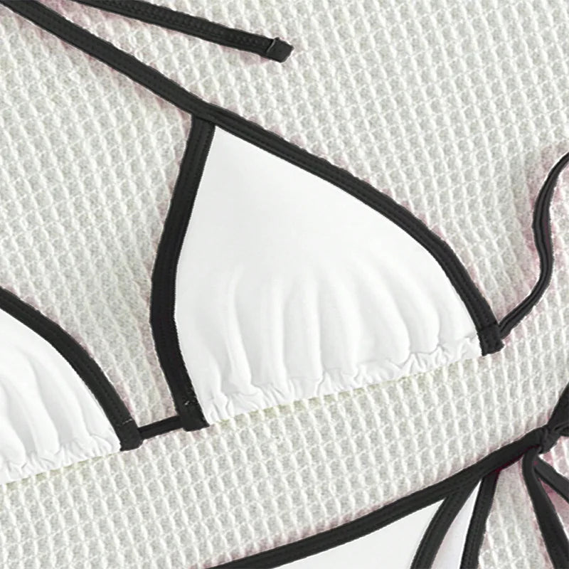 Contrasting Colors String Micro Thong Bikinis Sets Sexy Swimsuit Women 2025 Halter Mini Swimwear Biquinis Beachwear Bikini Mujer