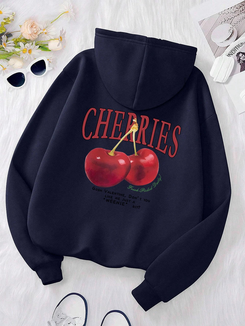 Cherries Cosh Valentine Funny Print Hoody Men Women Hip Hop Pullover Hoodie Loose Warm Sweatshirt Fashion Fleece Clothing Couple