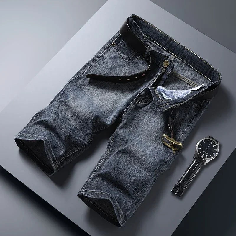 Male Slim Thin Loose And Versatile Summer Short Pants Men Casual Denim Short Elastic Daily Wear Solid Color High Quality Pants
