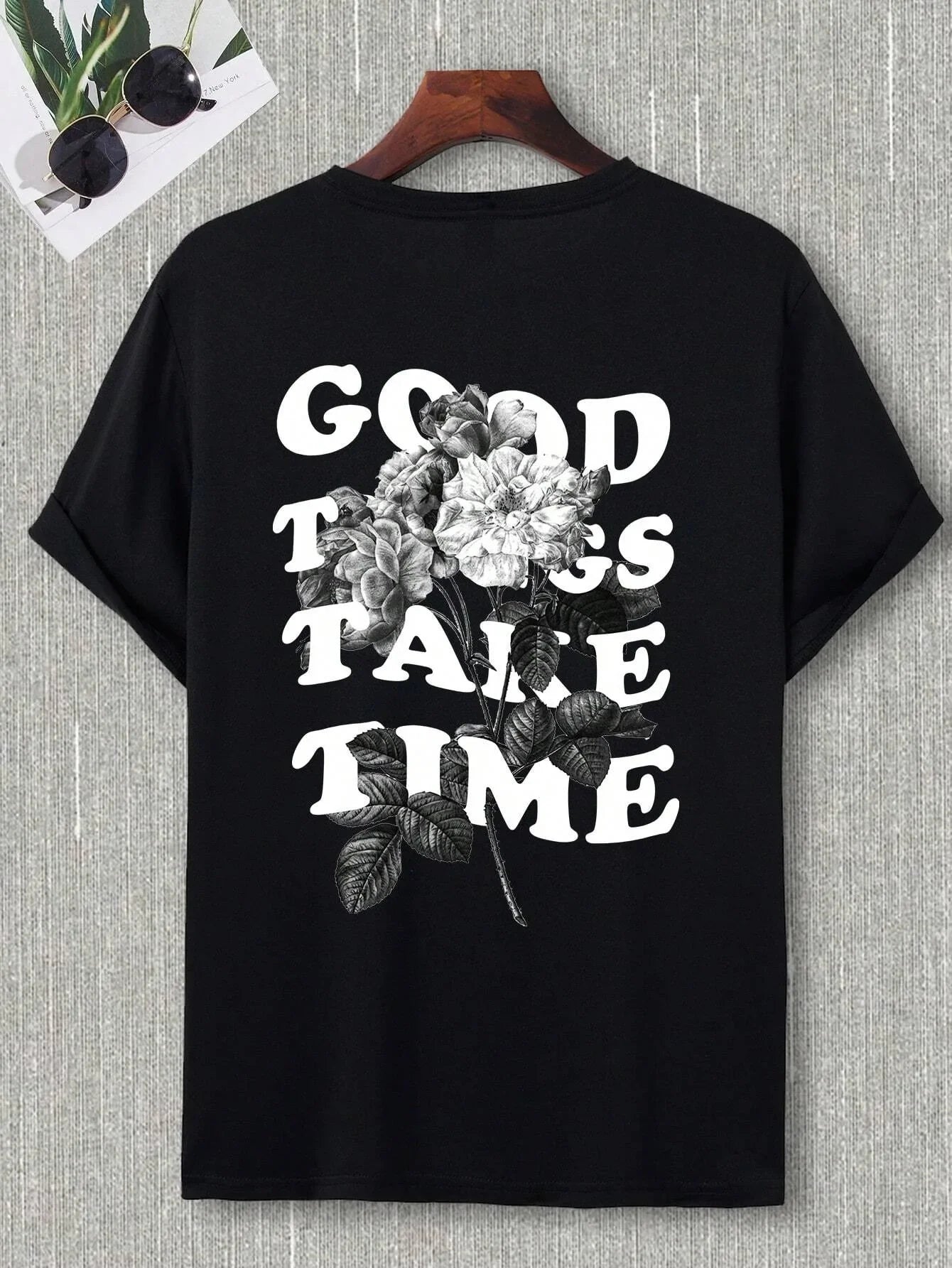 Good Things Take Time Men Women Unisex Cotton T-shirt Luxury Brand Rap Big Size Top Short Sleeve Streetwear Classic Back Tee 4XL