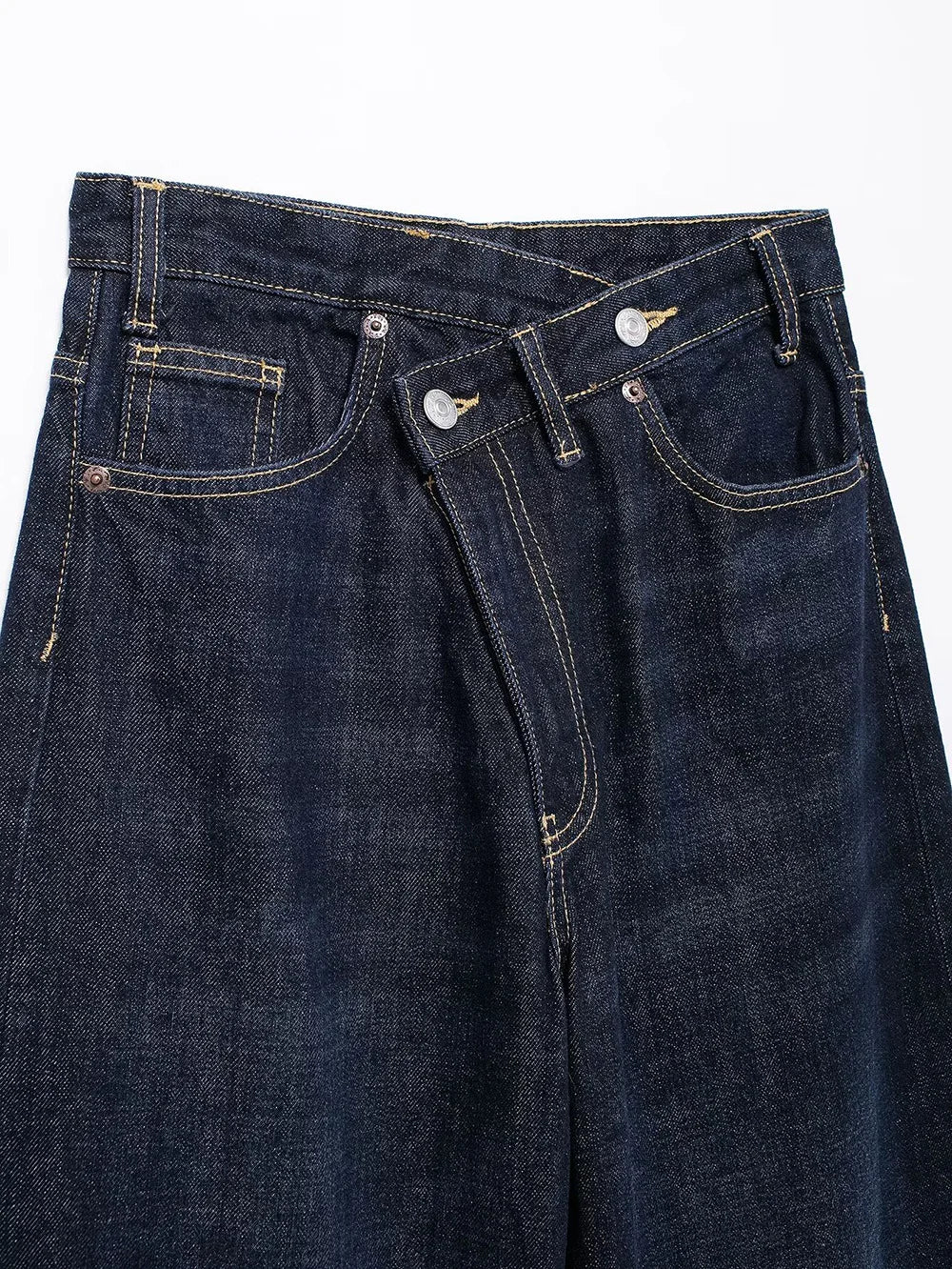 TRAF Women's Basic Hundred Jeans New Fashion Asymmetric Design High Waist Wide Leg Trousers Casual Women's Straight Leg Jeans