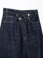 TRAF Women's Basic Hundred Jeans New Fashion Asymmetric Design High Waist Wide Leg Trousers Casual Women's Straight Leg Jeans