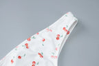 Hugcitar 2024 Cherry Print Straps Backless Draped Sexy Bodycon Mini Dress Summer Women Elegant Clothes Birthday Party Vacation
