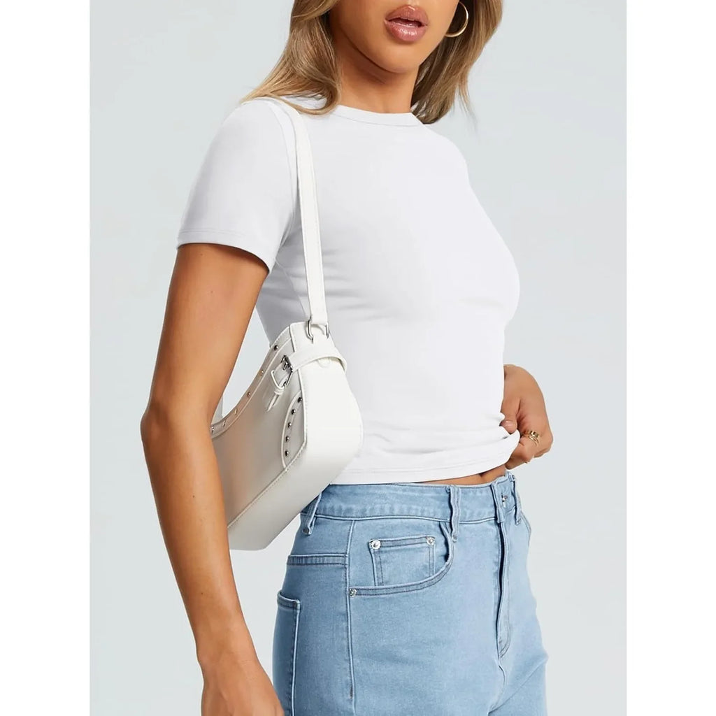 Trendy Queen Womens Basic T Shirts Summer Tops 2025 Crop Short Sleeve Y2k Tee Cute Gym Fashion Workout Clothes