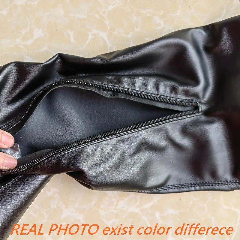 ANOVISHANA New Winter Autumn Over Knee Boots 3.5cm Square Heel Round Toe Leather Thigh High Fashion Big Size 45 46 47 48 US17