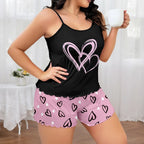 Women's Plus Size Pajamas Set Short Tank Tops Shorts 2 Pcs Suit Casual Home Wear Female Oversize Sleepwear 3XL 4XL 5XL