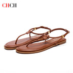 CHCH Women's Flat Sandals Summer Minimalist Toe Beach Shoes Vacation Outdoor