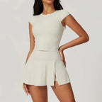 Two Piece Short Sleeve Sport Yoga Set Outfit Fitness Gym Set Workout Clothes for Women Flare Leggings Sportwear Women Tracksuit