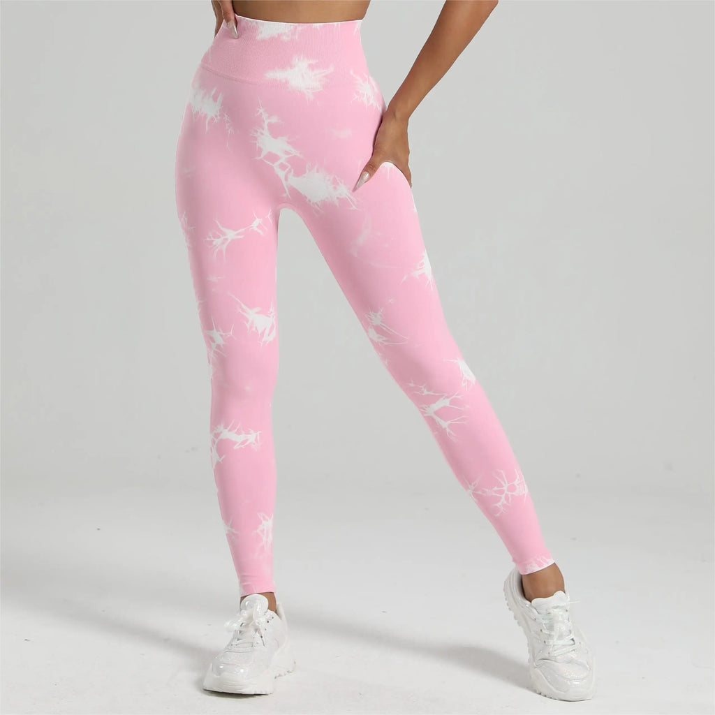 Women Tiedye Gym Leggings Seamless Mujer Push Up Seamless Pants Scrunch Sports Fitness High Waist Workout Yoga Leggins Drop Ship