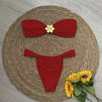 Bandeau Bikini Push Up Women Swimsuits 2025 Sexy Female Swimwear Brazilian Bikini Set Thong Biquini Swim Suits Solid Beachwear