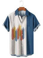 Men's Hawaiian Shirt Summer Lapel Plaid Printed for Men Casual Fashion Short Sleeve T-Shirt Retro Funny Male Clothes