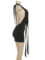 Weird Puss Tight Bandage Dress Women Backless Deep V-Neck Sexy Halter Summer Midnight Hottie Sexy Clubwear Trend Hipster Bodycon